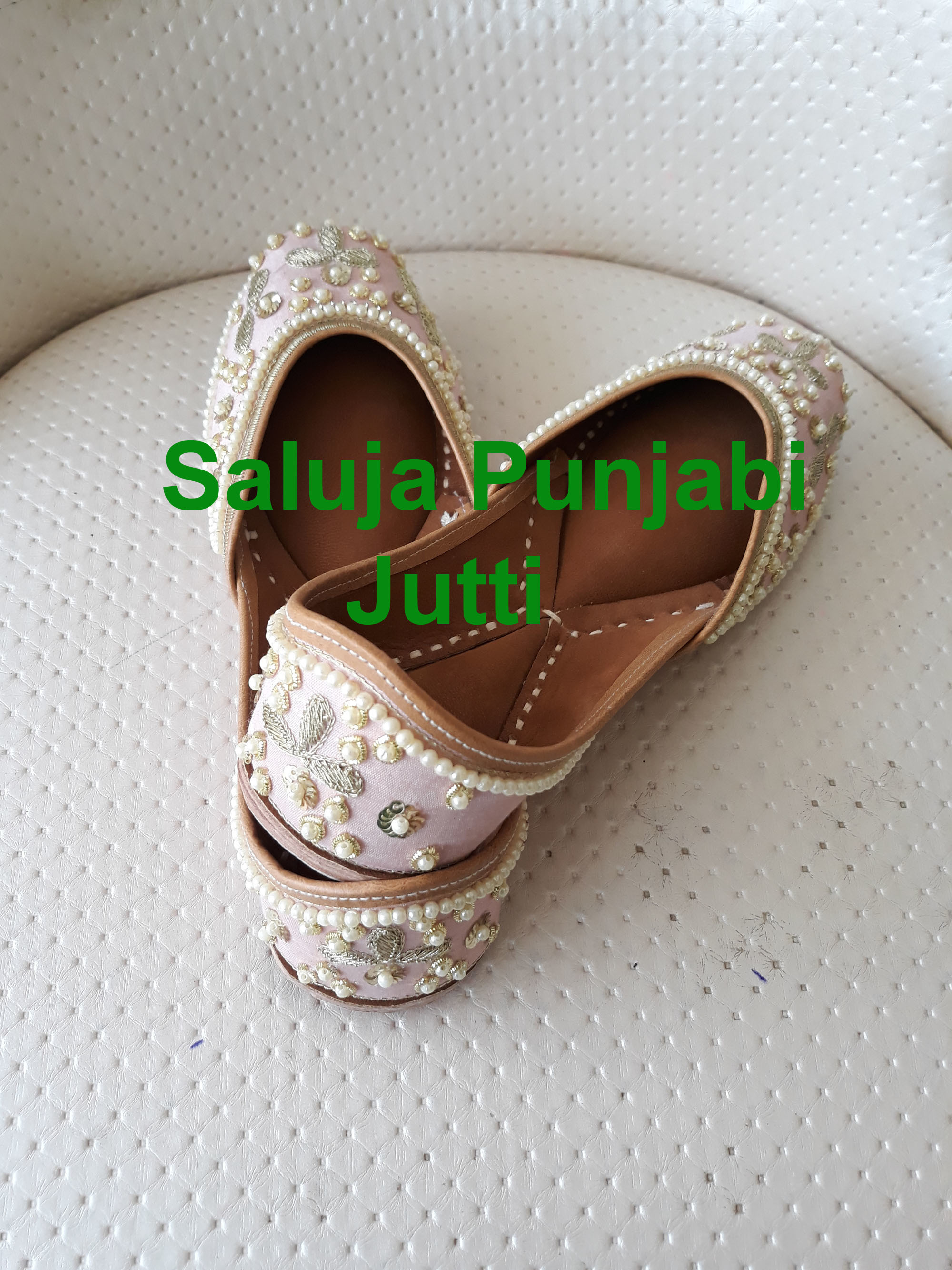 Punjabi Jutti Sky Color Umberlla Work For Woman Heel Size: Flat