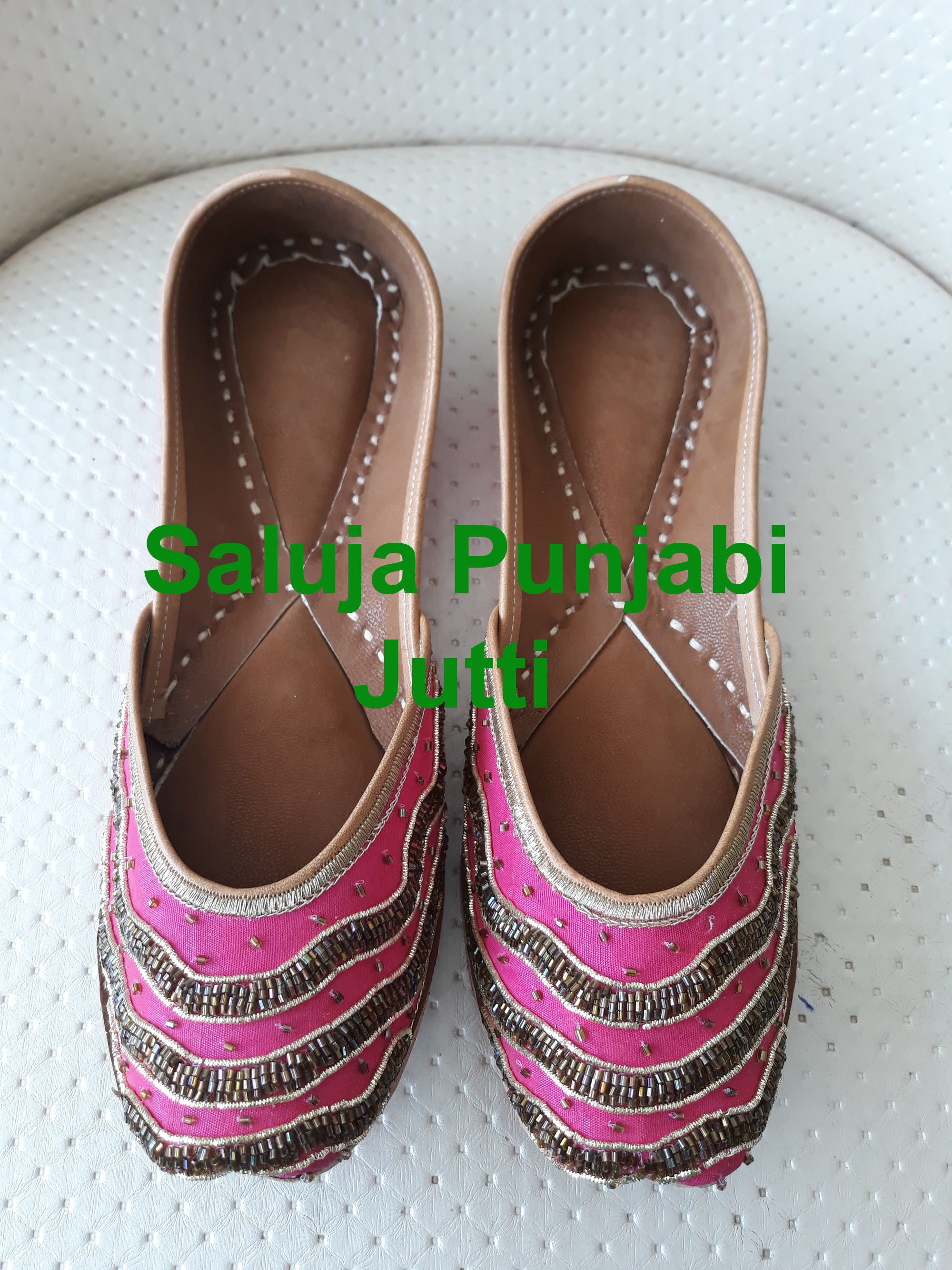 Punjabi Jutti Peach Color Hand Embroidered For Woman Heel Size: Flat