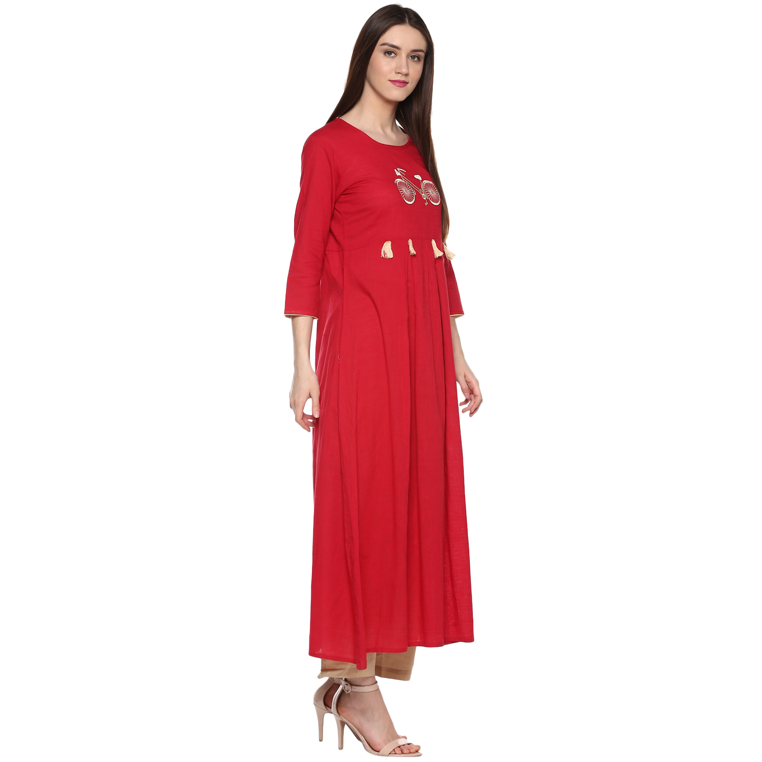 Cotton Kurti - Red Color | Elegant Design With Comfortable Fit And Trendy Style