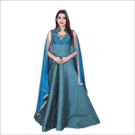 Ladies Sleevless Blue Gown