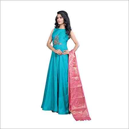 Ladies Sleevless Blue Gown