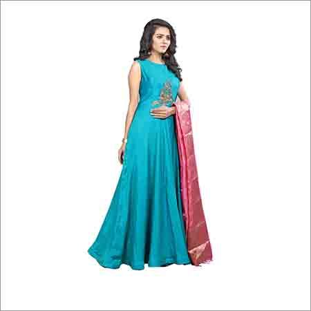 Ladies Sleevless Blue Gown