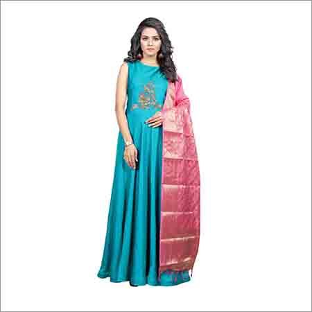 Ladies Sleevless Blue Gown