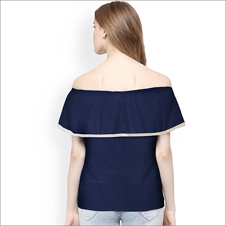 Blue Ladies Off Shoulder Top