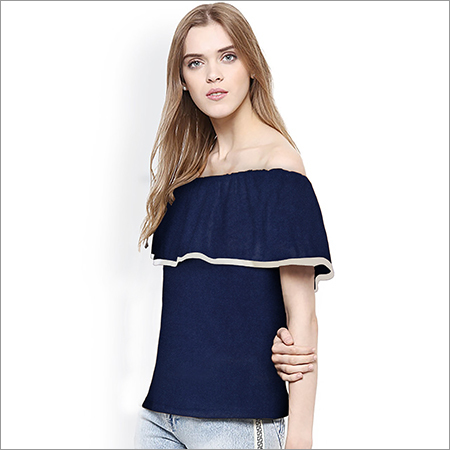 Blue Ladies Off Shoulder Top