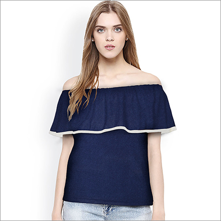 Blue Ladies Off Shoulder Top