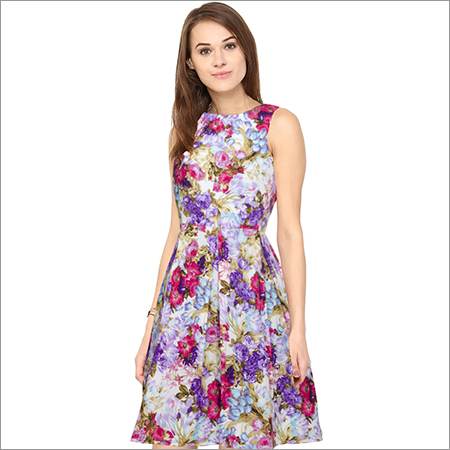 Ladies Floral Print Designer One Piece Dress