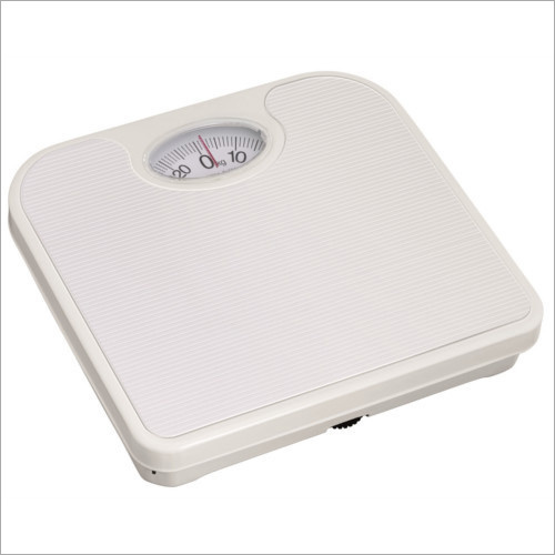 Mechanical Bathroom Scale - Metal & Plastic, 12x12 Inches, White | Accurate Readings, Durable Design, Large 4-Inch Display, 300 Lbs Capacity