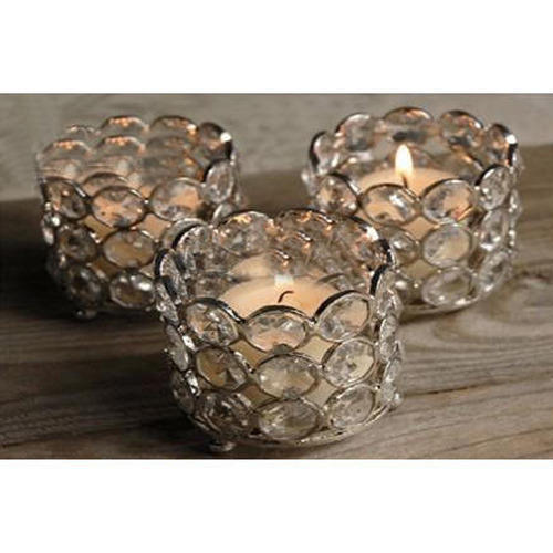 T-light Holders - Metal, Black Color | Indian Carved Flower Theme Design