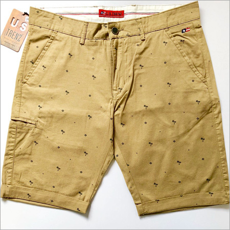 Mens Fancy Shorts - Cotton, All Sizes, Yellow, Printed | Knee Length Design for Comfort and Style in Any Casual Setting
