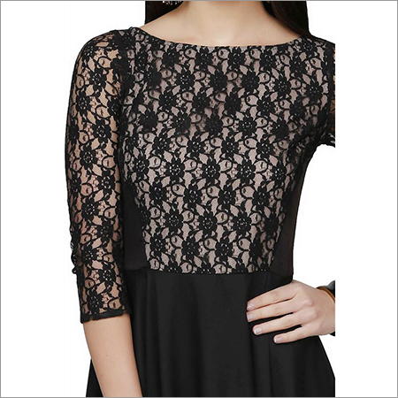Ladies Netted Black Long Gown