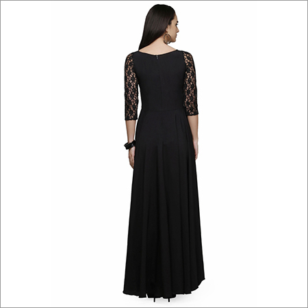 Ladies Netted Black Long Gown