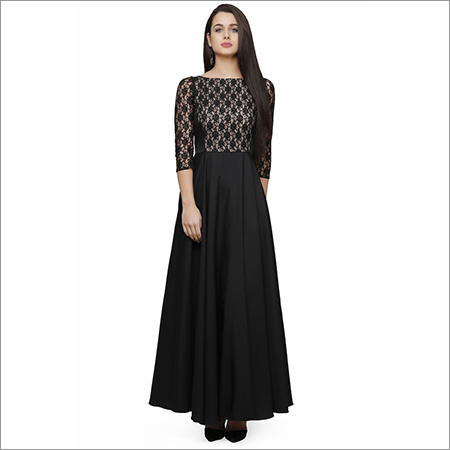 Ladies Netted Black Long Gown