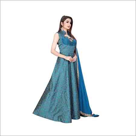 Ladies Sleevless Blue Gown