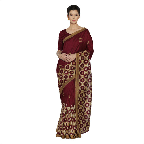 महिलाओं के लिए भागलपुरी मारून साड़ी