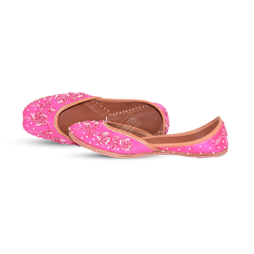 Punjabi Jutti Pink Color With Handwork Jutti For Woman Heel Size: Flat