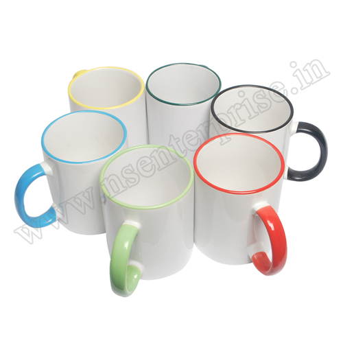 11oz Rim Mug - Ceramic Material, 11oz Size | Available in Red, Yellow, Green, Blue, Purple, Black, White and More