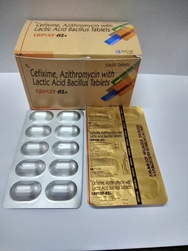 CAPCEF-AZ+ - Cefixime 200 mg, Azithromycin 250 mg, Lactic Bacillus | Targeted Treatment for Bacterial Infections, Chronic Bronchitis, Pharyngitis, Tonsilitis, and Urinary Tract Infections, Ideal for Adults and Women