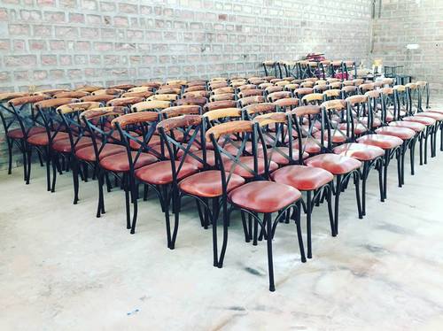 Industrial Cross Chairs With Leather Seat