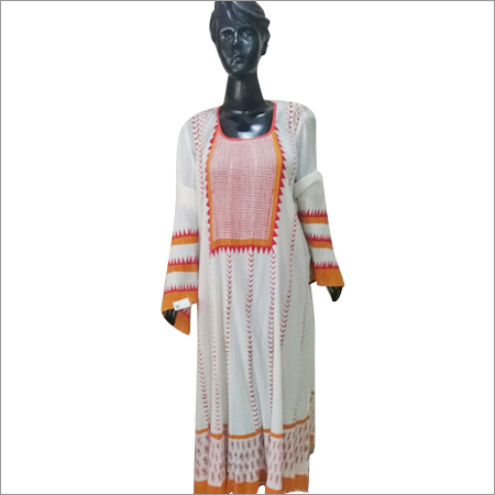Hand Printed Semi Stitched Kurtis Bust Size: Customized Inch (In)