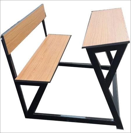 Wooden School Bench - Steel Frame, Smooth Black Finish | Durable, Termite & Rust Proof, Easy Maintenance