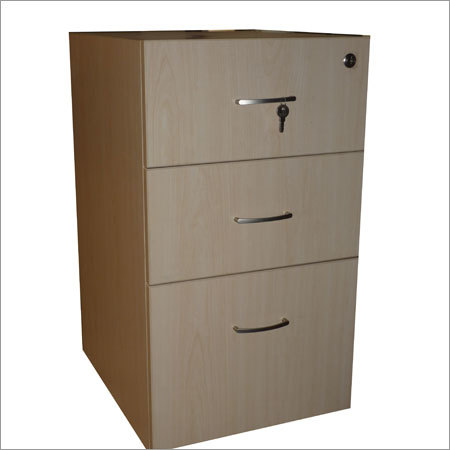 Wooden Pedestal - High Grade Wood, Brown Color, 3 Spacious Drawers | Termite Resistant, Locking Mechanism, Smooth Brass Handles