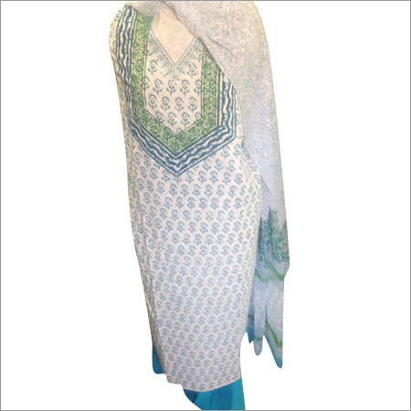 Hand Printed Semi Stitched Kurtis Bust Size: Customized Inch (In)