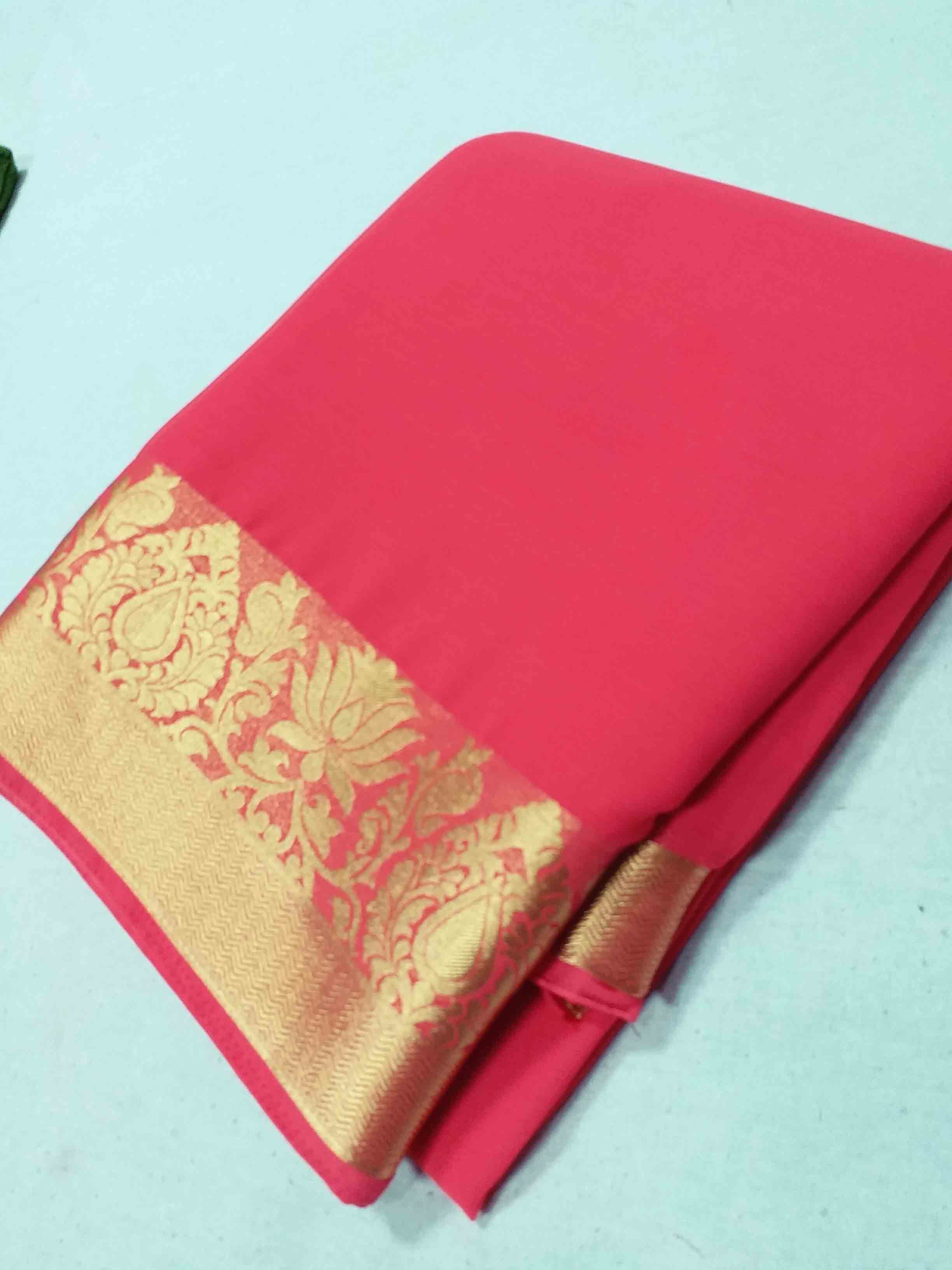 Woven Chiffon Jacquard Border Chitpallu Saree
