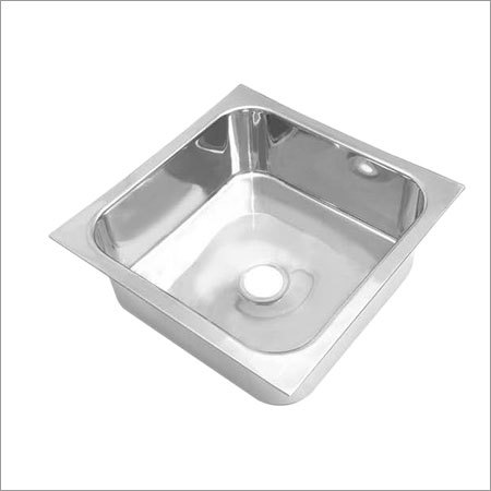 Single Bowl Square Kitchen Sink - Stainless Steel, 600x450x220 mm, Grey | Deck Mounted, Polished Surface, Mold Treatment