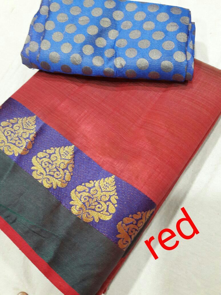 Chiffon Tussar Silk Deepam Border Saree With Extra Blouse