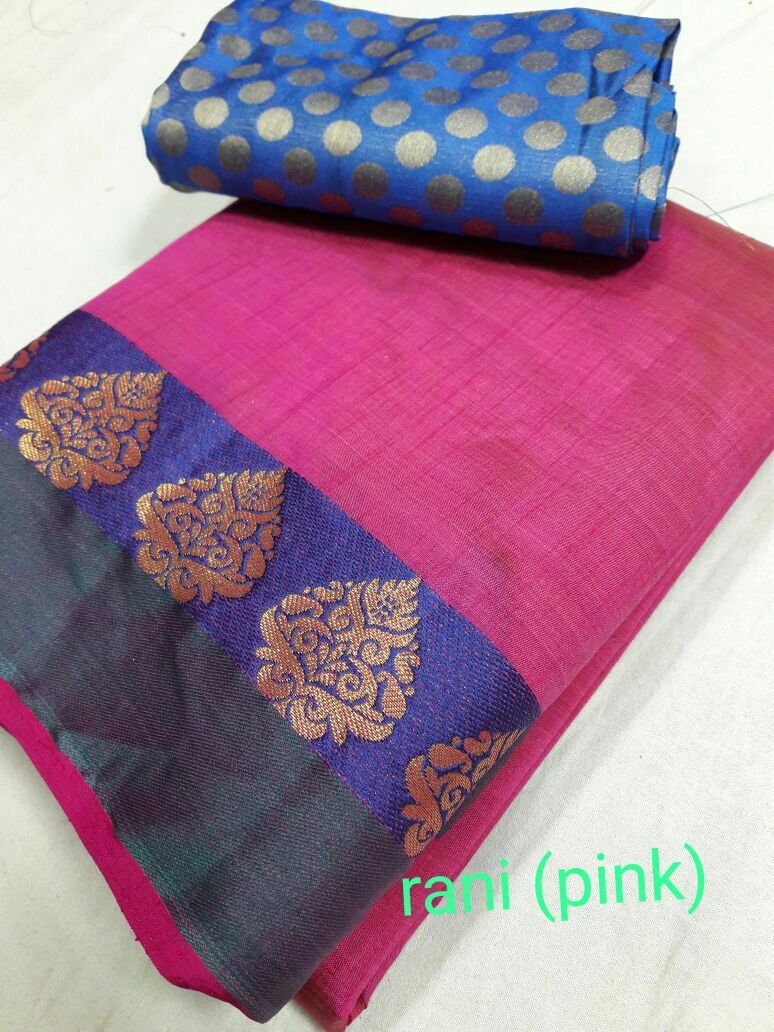 Chiffon Tussar Silk Deepam Border Saree With Extra Blouse
