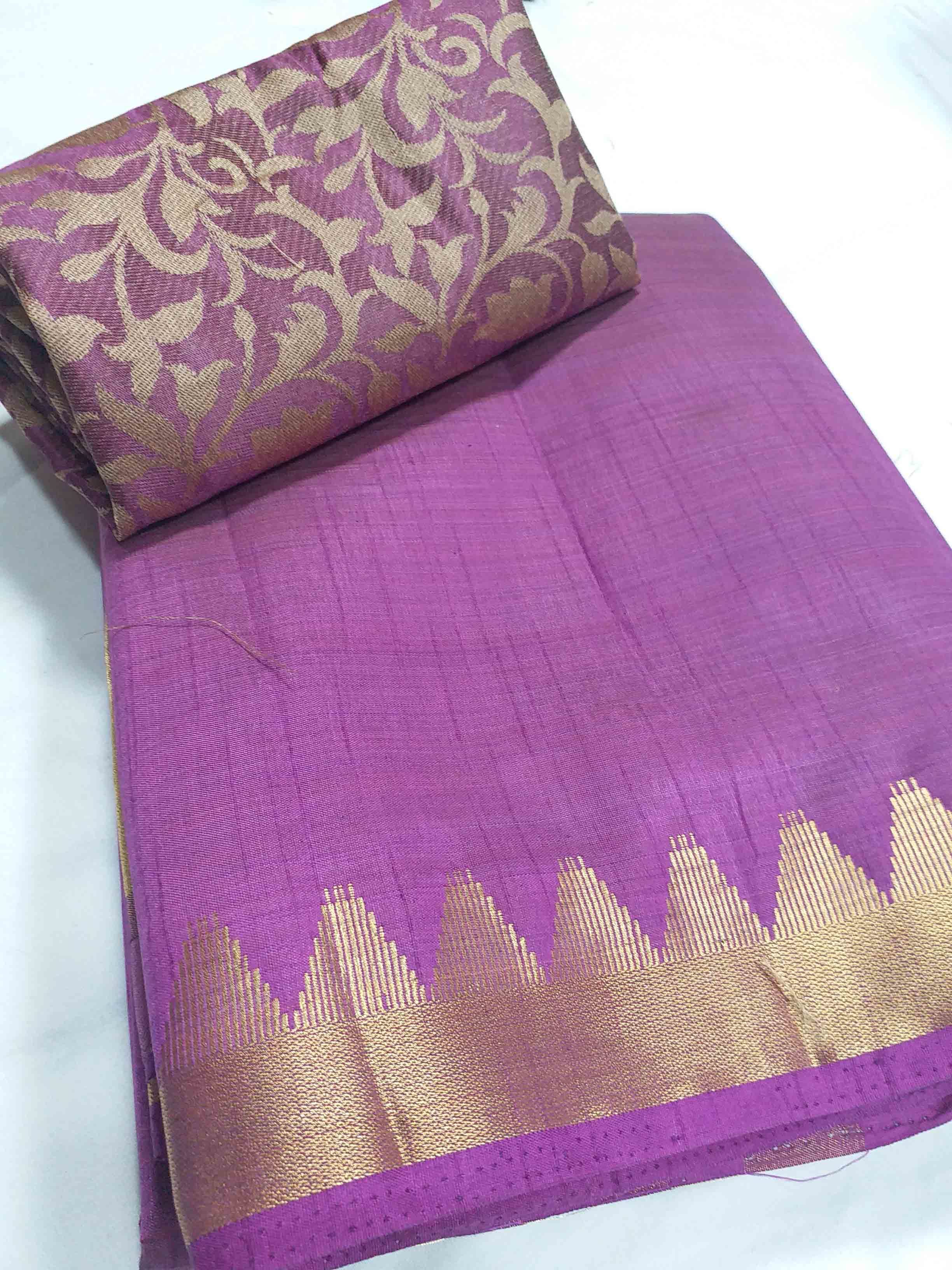 Chiffon Tussar Silk Mini Temple Border Chitpallu Saree