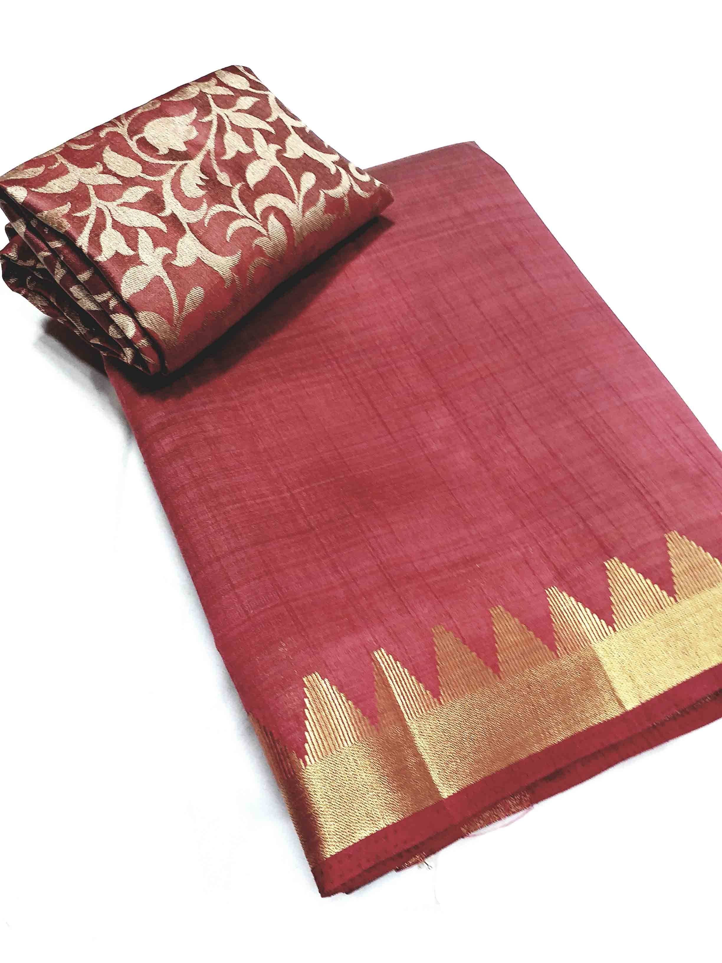Chiffon Tussar Silk Mini Temple Border Chitpallu Saree