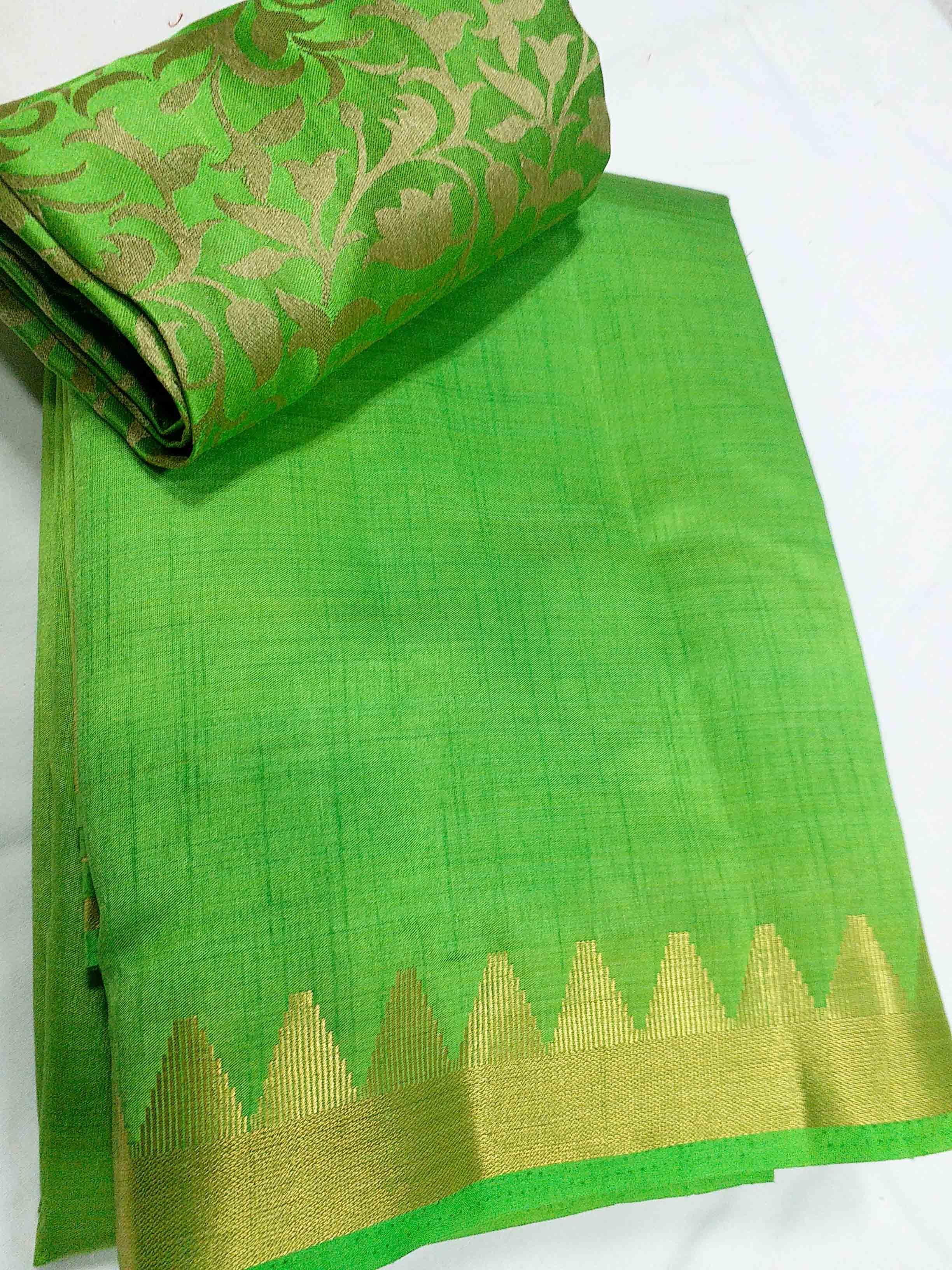 Chiffon Tussar Silk Mini Temple Border Chitpallu Saree