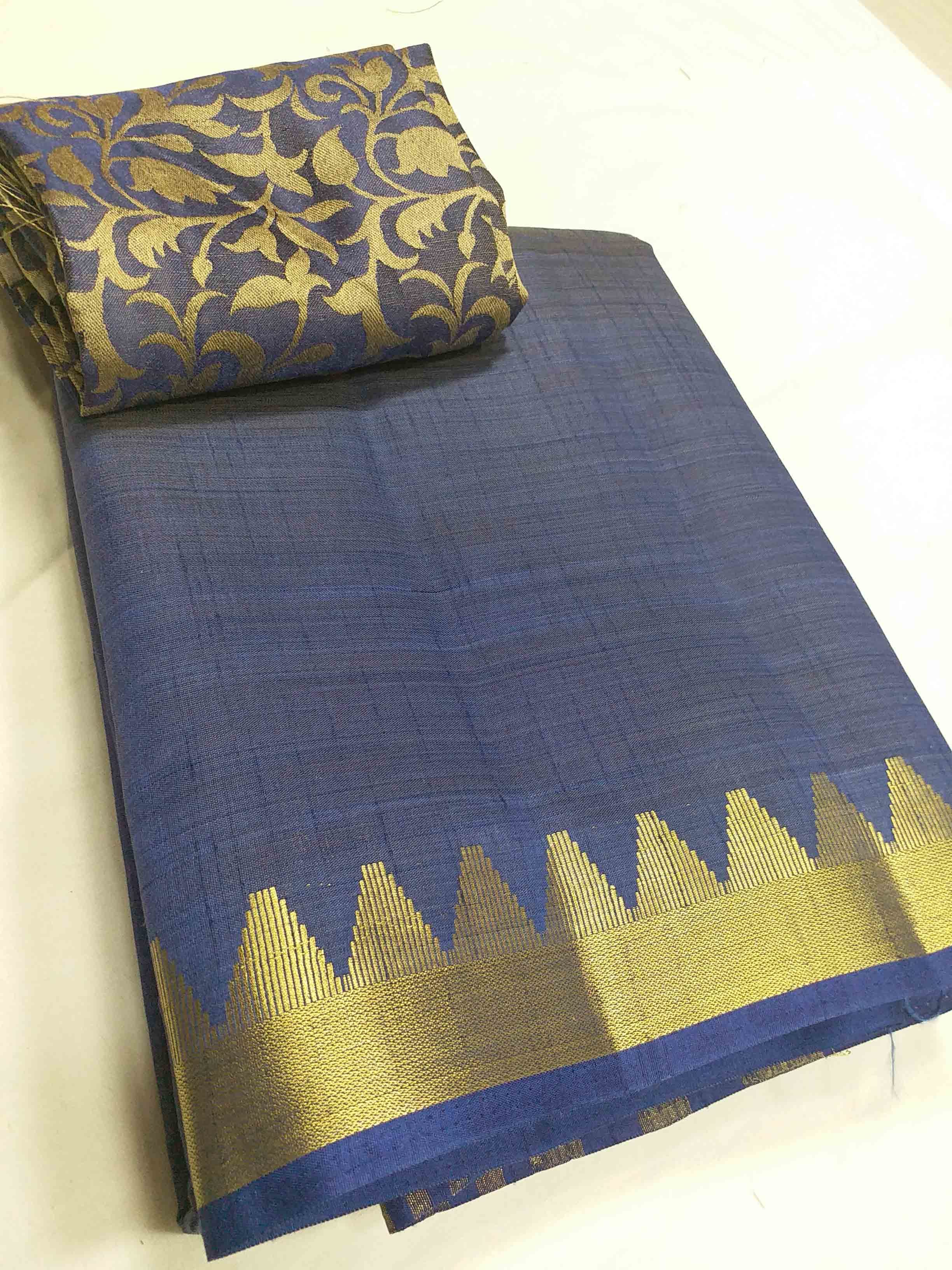 Chiffon Tussar Silk Mini Temple Border Chitpallu Saree