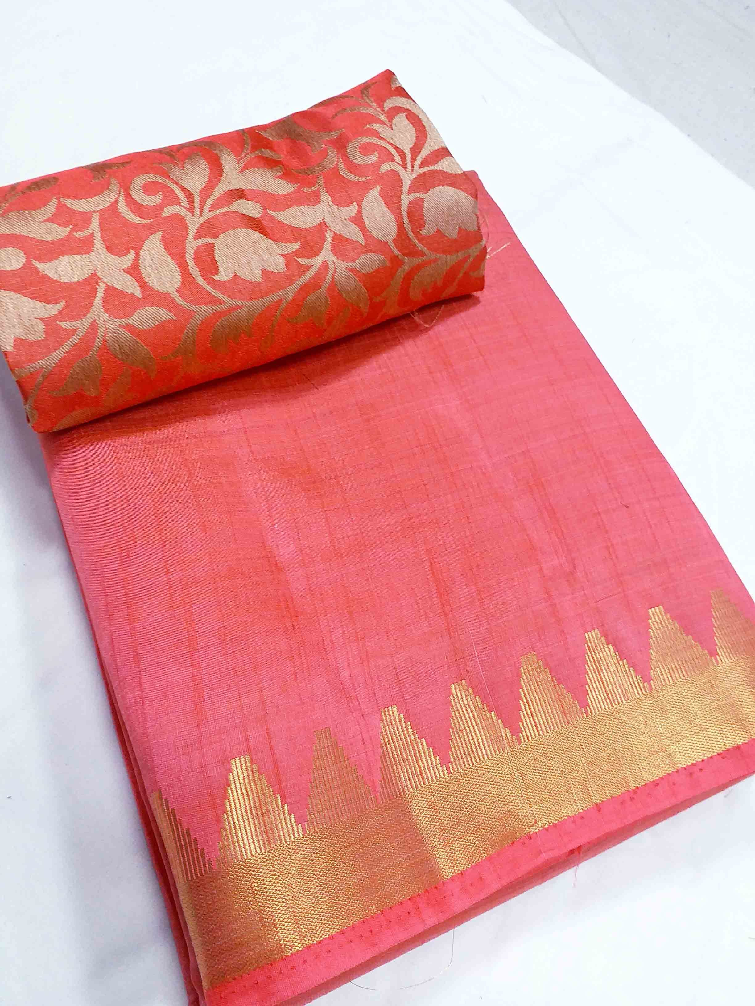 Chiffon Tussar Silk Mini Temple Border Chitpallu Saree