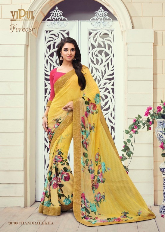 Yellow Fancy Designer Georgette Print Saree