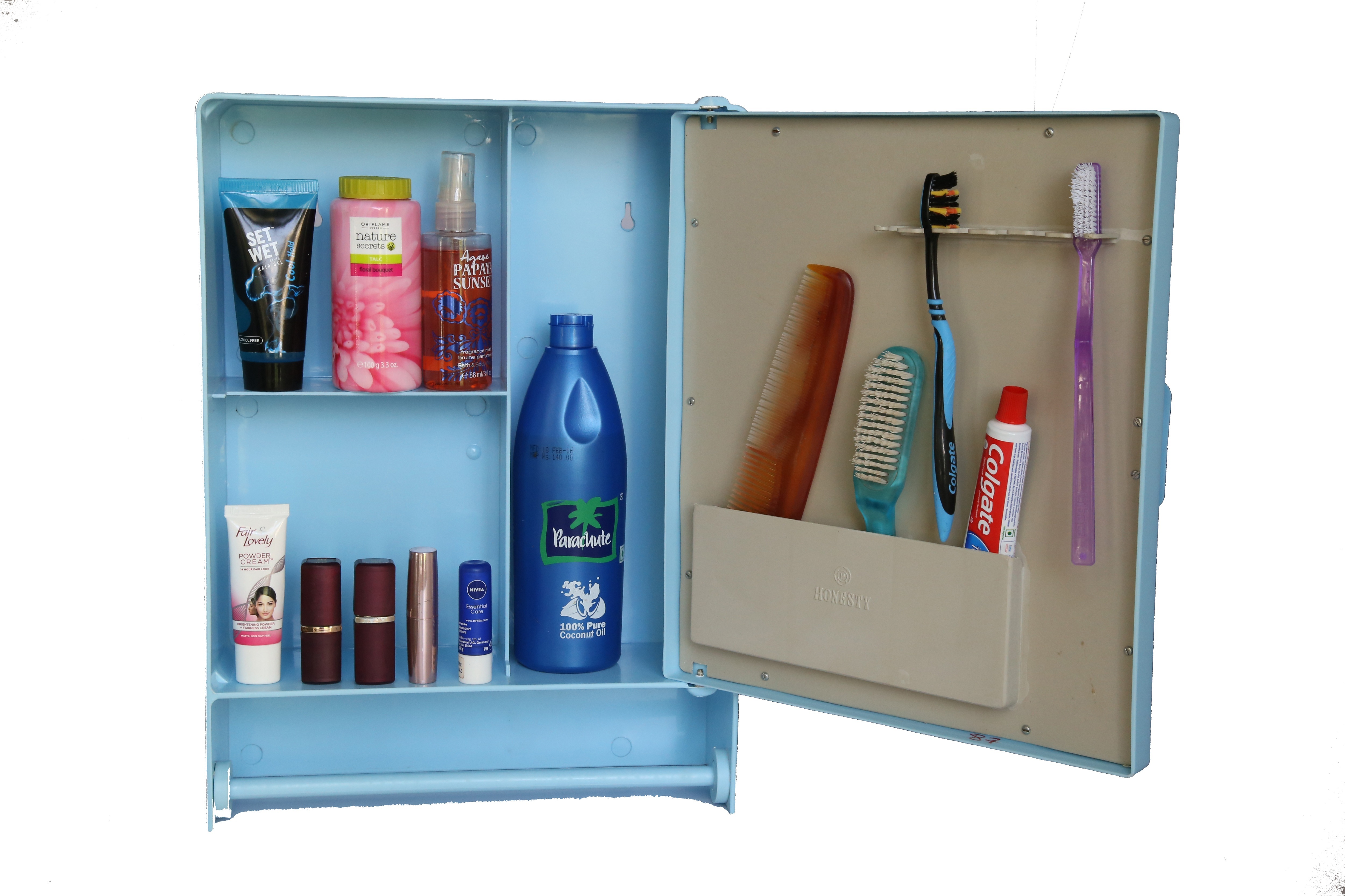 Good Morning Rod Bathroom Cabinet - Pet Material, 3-shelf Design | Elegant Mirror, Towel Bar, Brush Holders, Classy Finishing