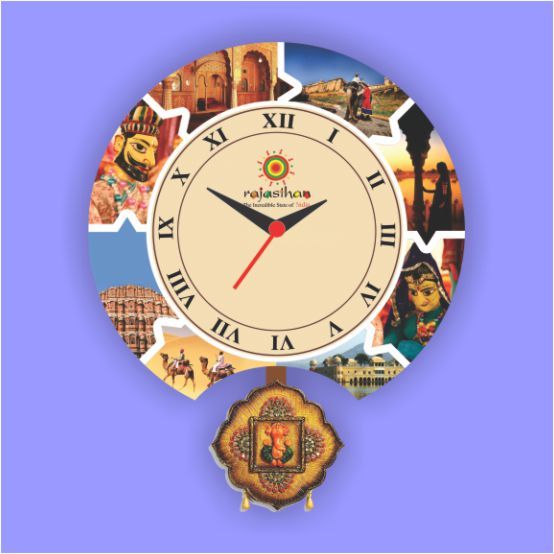 Wall Clock - Fabric, 400x400 Mm, Round Design | Unisex Brown Fashion Timepiece With Flat Surface, 1-year Warranty