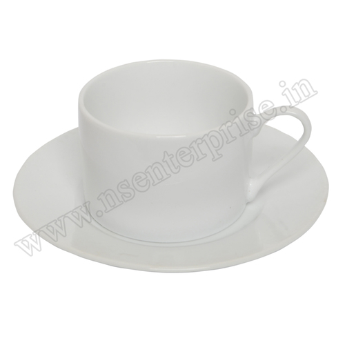 Ceramic MG35 Cup & Saucer - Round Design, Simple Style, White Elegant Finish