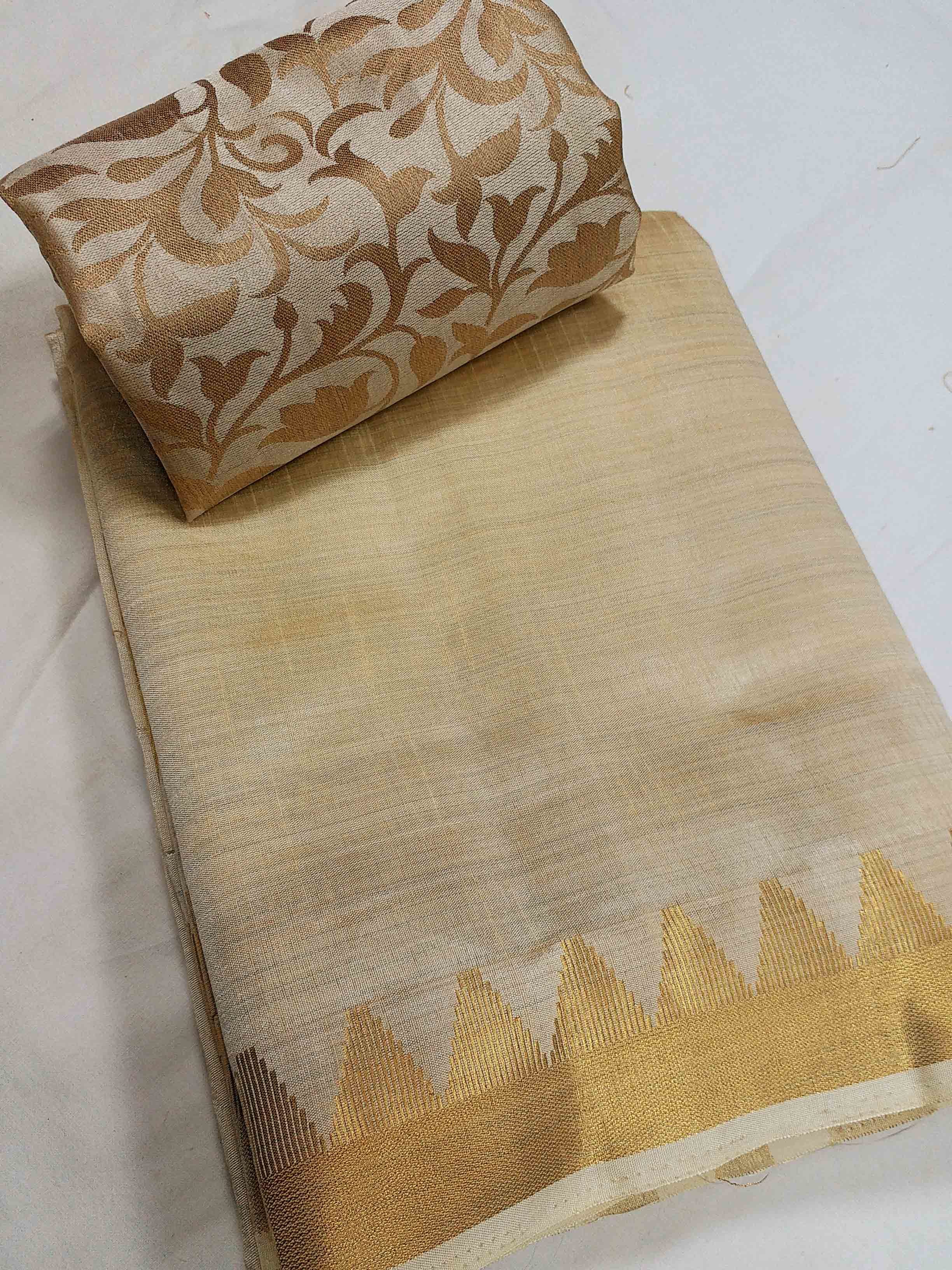 Chiffon Tussar Silk Mini Temple Border Chitpallu Saree