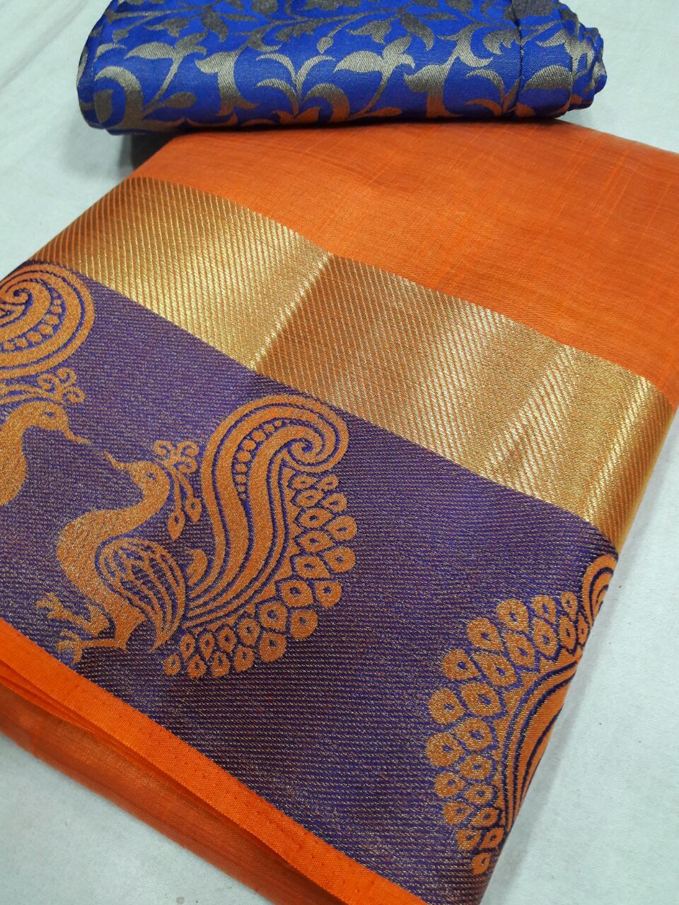 Tussar Silk Sartin Peacock Border Chitpallu Saree - Chiffon Fabric, Woven Pattern, Comes With Extra Blouse