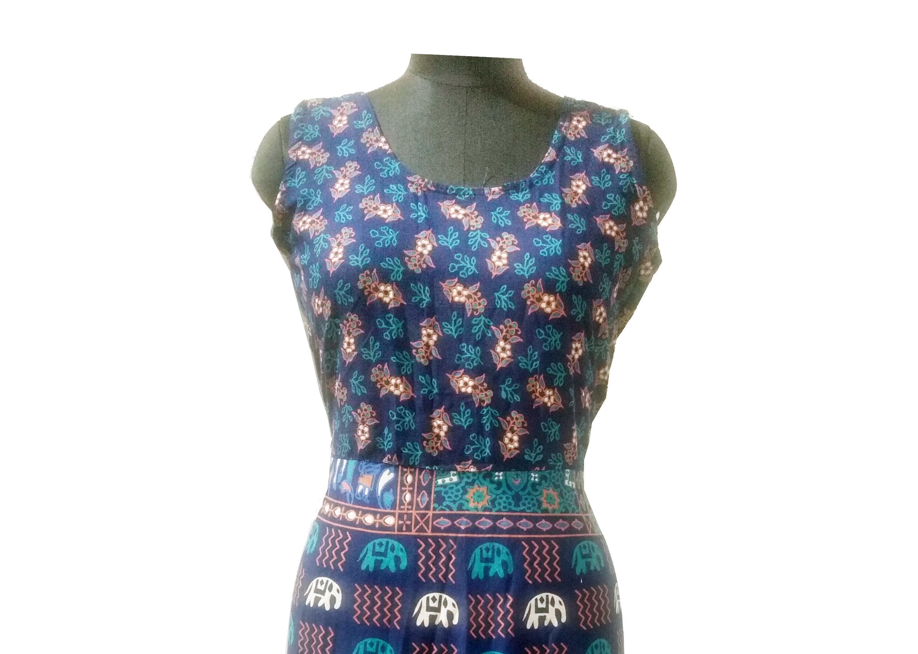 Traditional Full Length Jaipuri Maxi Frock Dress - 100% Pure Cotton 50 Inch Length | Multi-usage As One Piece Frock Kurti Anti-wrinkle No Fade