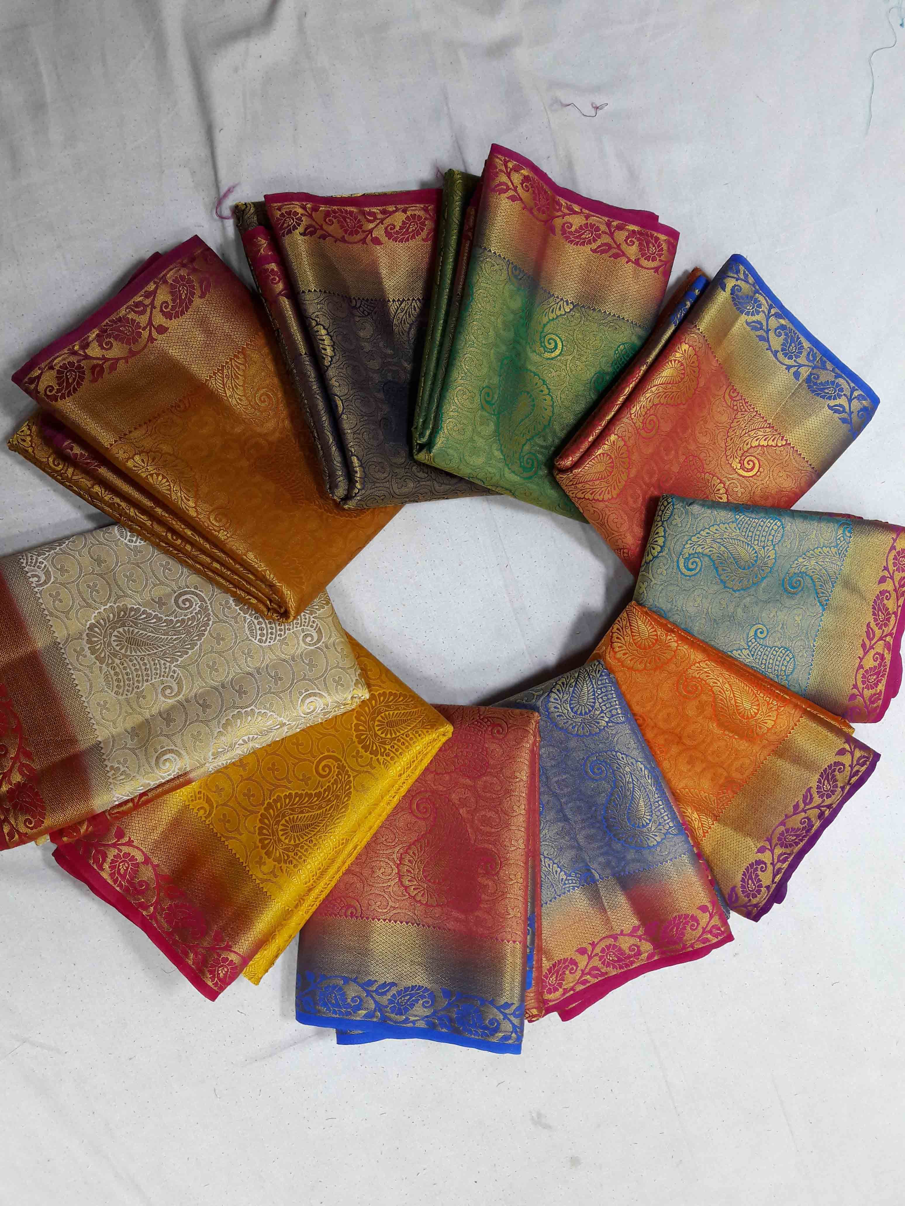 Chiffon Kanchipuram Art Silk Jari Brocket Contrast Saree