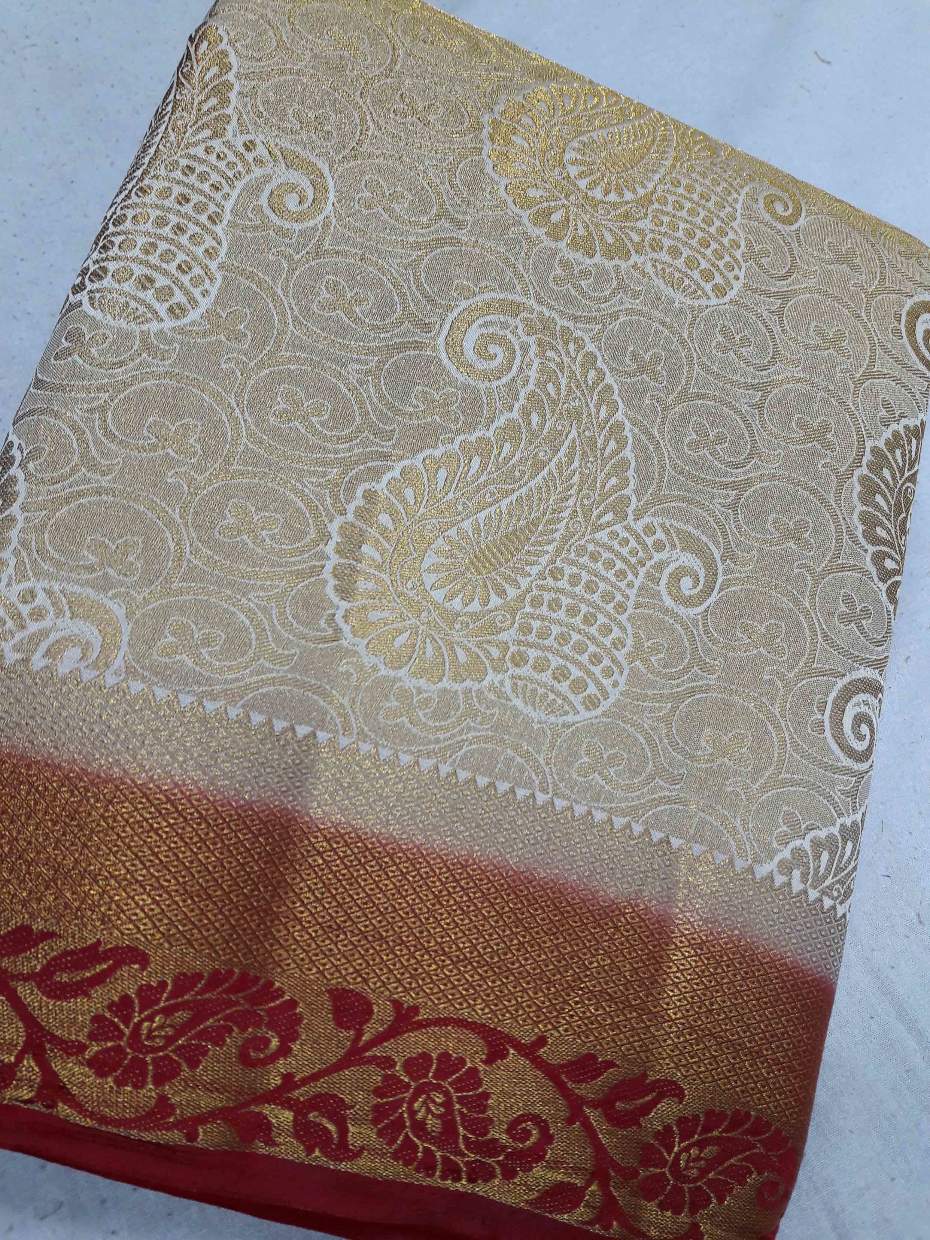 Chiffon Kanchipuram Art Silk Jari Brocket Contrast Saree