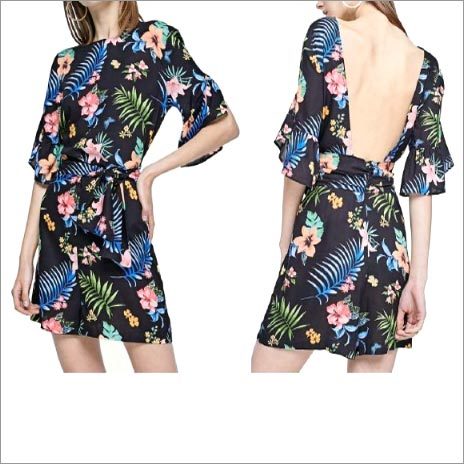 Black Color Rayon Printed Jumpsuit