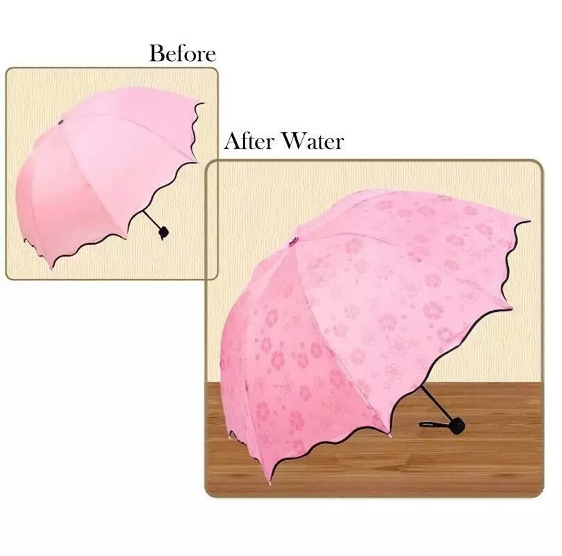 Color Changing Umbrella - Polyester, 24 Cm, All Colors | Foldable Design, 100% Uv Protection, Color Changes With Water Drops, Beautiful Aesthetic