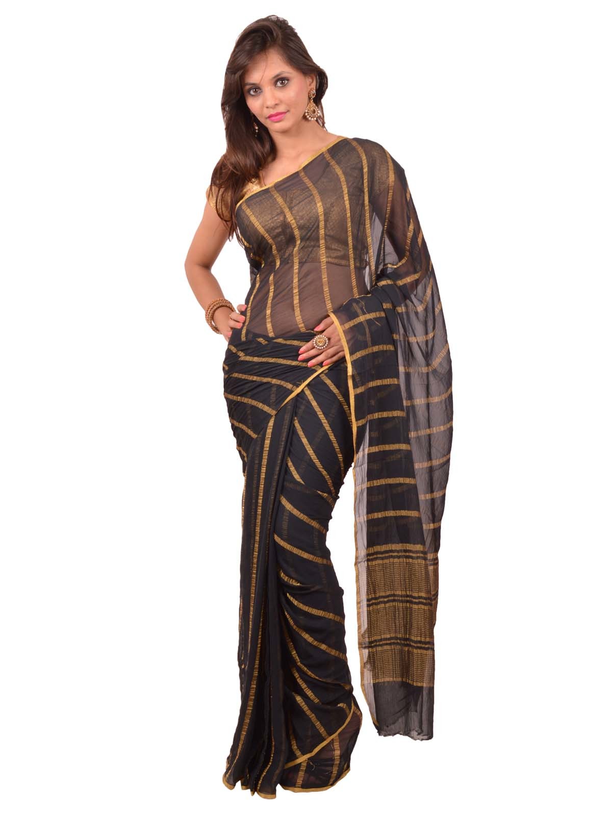 Woven Chiffon Piping Border Pattern Chitpallu Saree