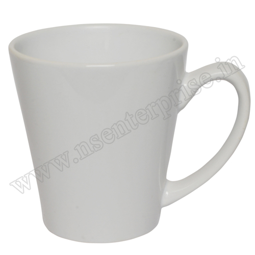 12oz Conical Mug - Ceramic, 9cm Top Diameter, 6.1cm Bottom Diameter, 9.8cm Height | Elegant White Finish with Comfortable 7.8cm Handle