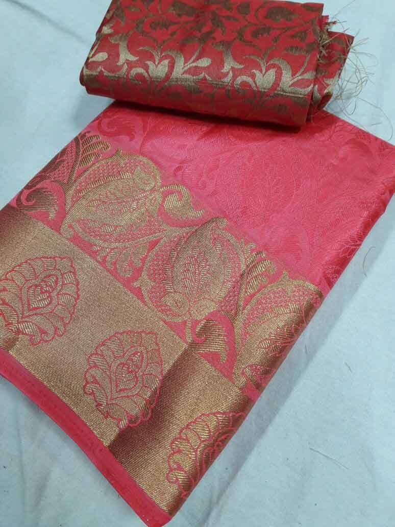 Chiffon Kanchipuram Art Brasso Self Sarees(design No 1) With Extra Additional Blouse